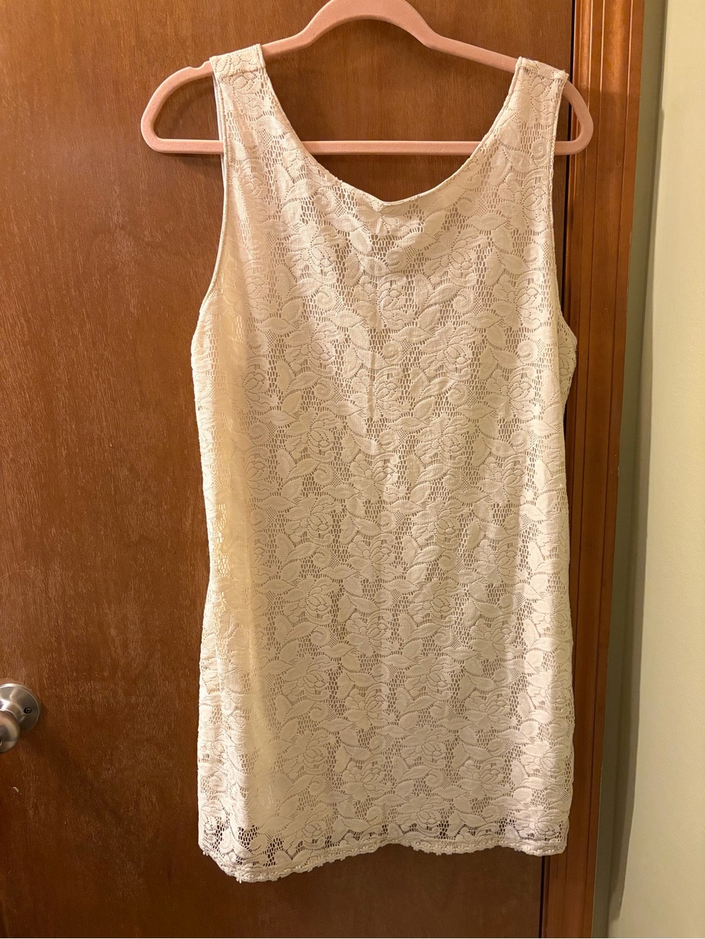 Candie's Cream Lace Tank Slip